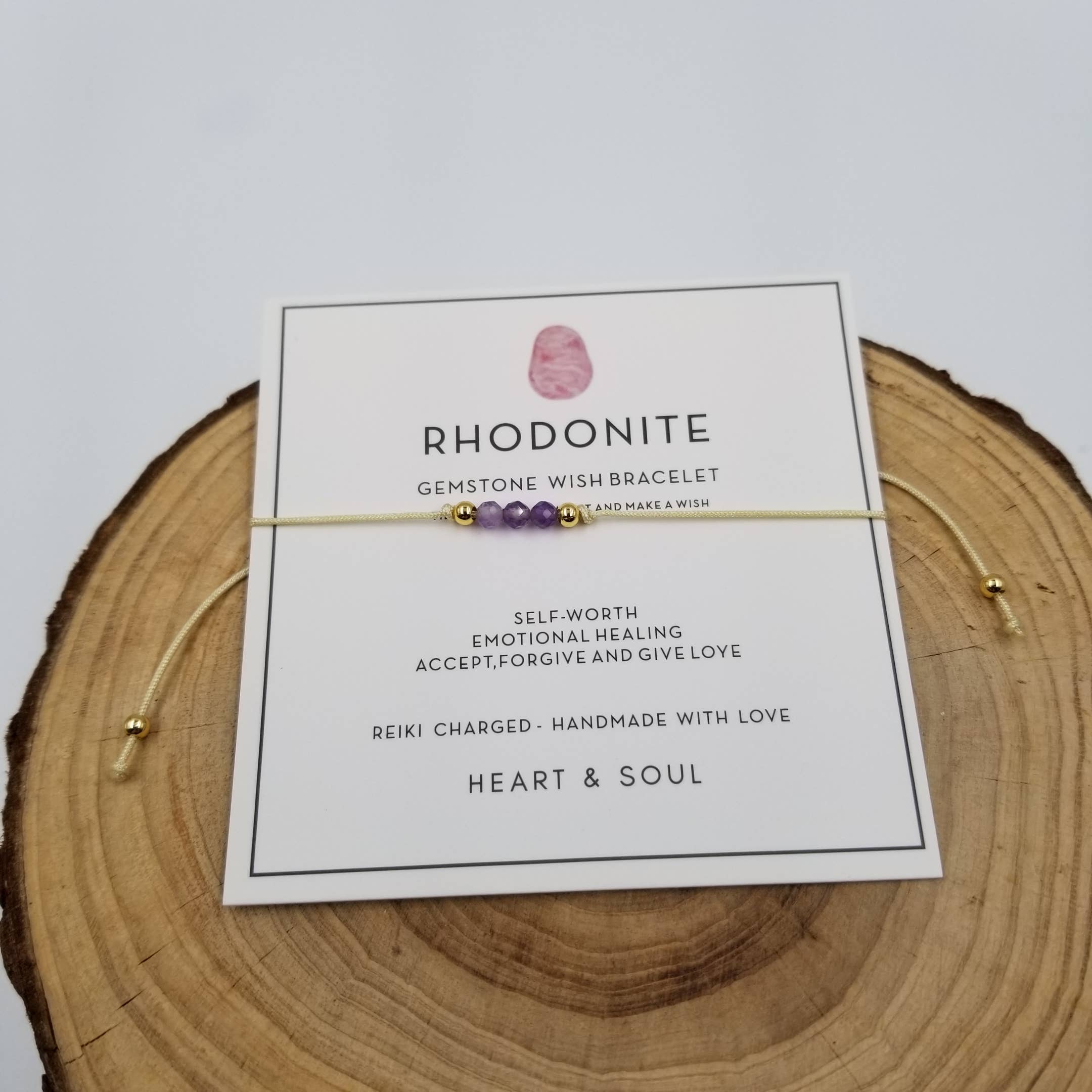 Handmade Natural Stone Chakra Bracelet With Healing Card