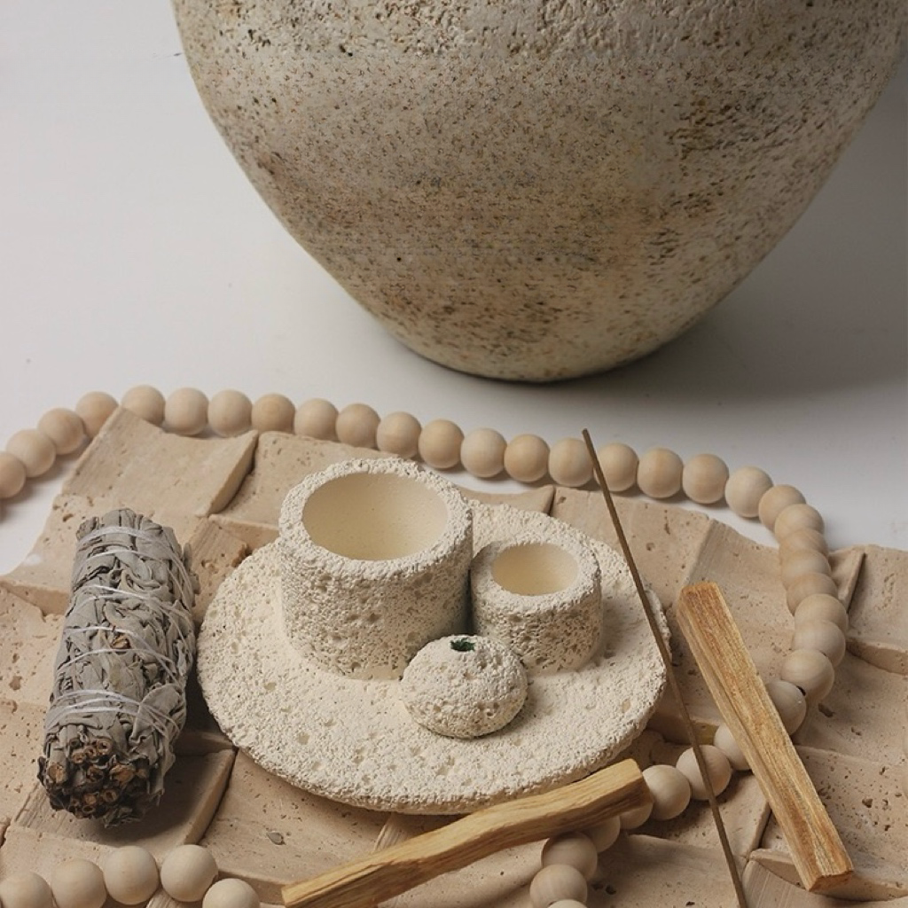 Handmade 4-in-1 Candle Holder Sage Incense Palo Santo Burner