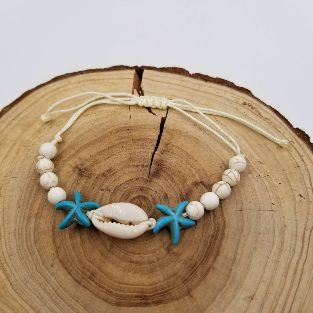 Natural Starfish Shell Turquoise Bracelet