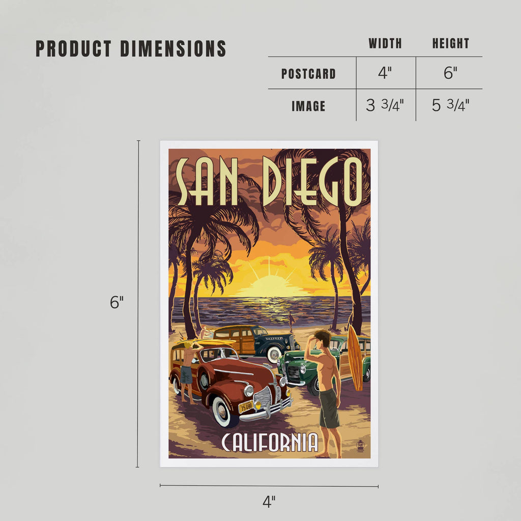 PREMIUM POSTCARDS San Diego, California, Woodies Beach