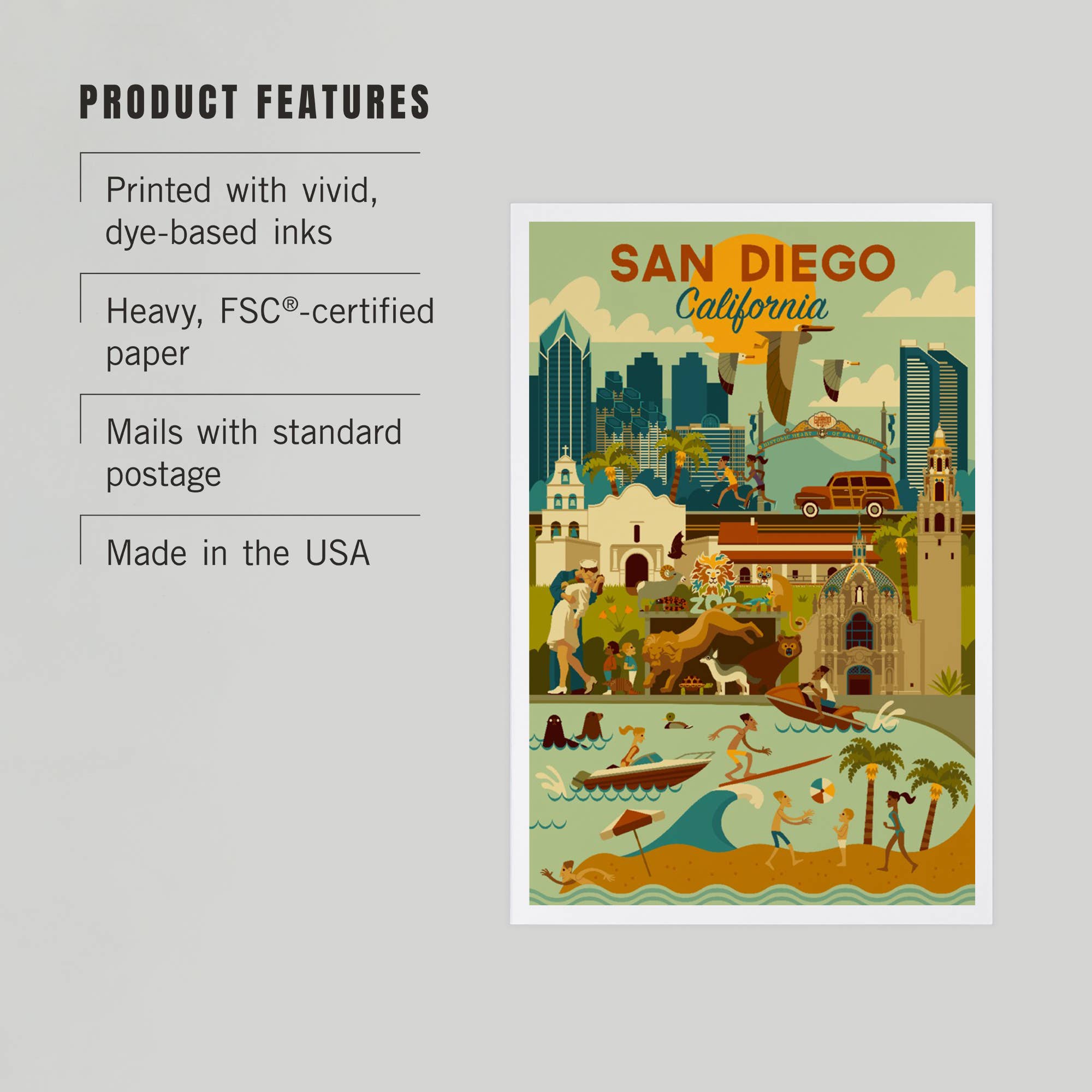 PREMIUM POSTCARDS San Diego, California, Geometric