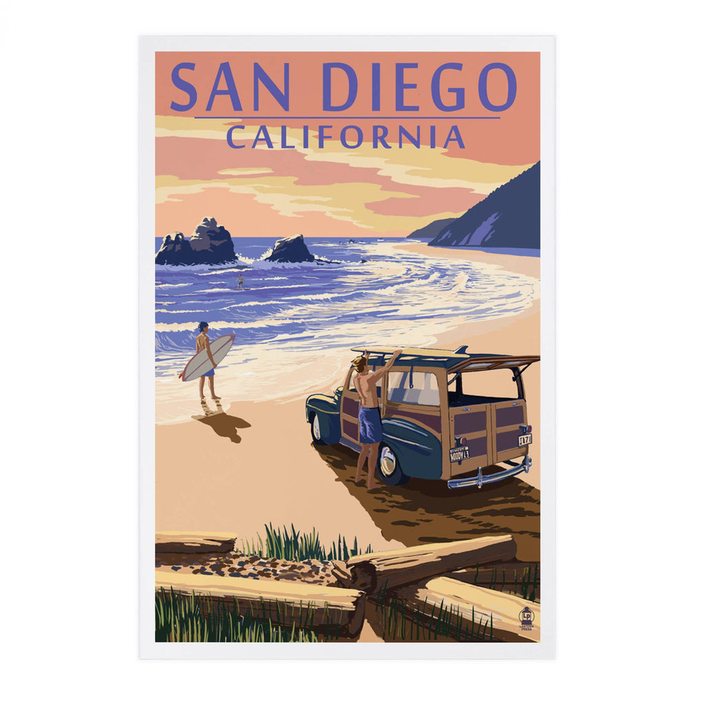 PREMIUM POSTCARDS San Diego, California, Woody on Beach 2