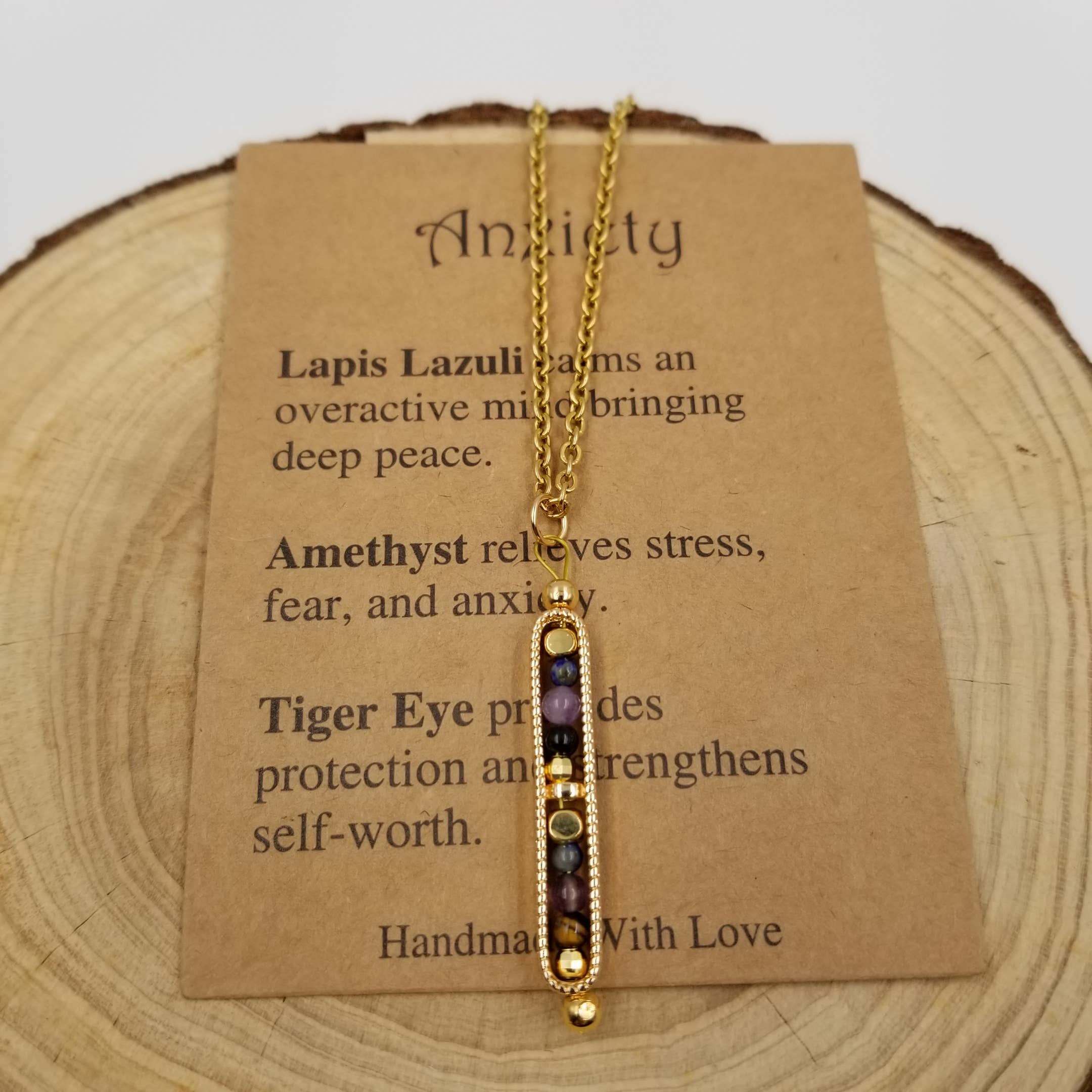 Natural Stone Wishing Bead Gift Necklace with Card