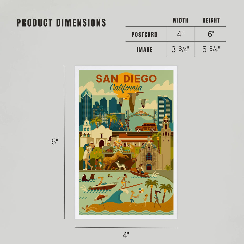 PREMIUM POSTCARDS San Diego, California, Geometric