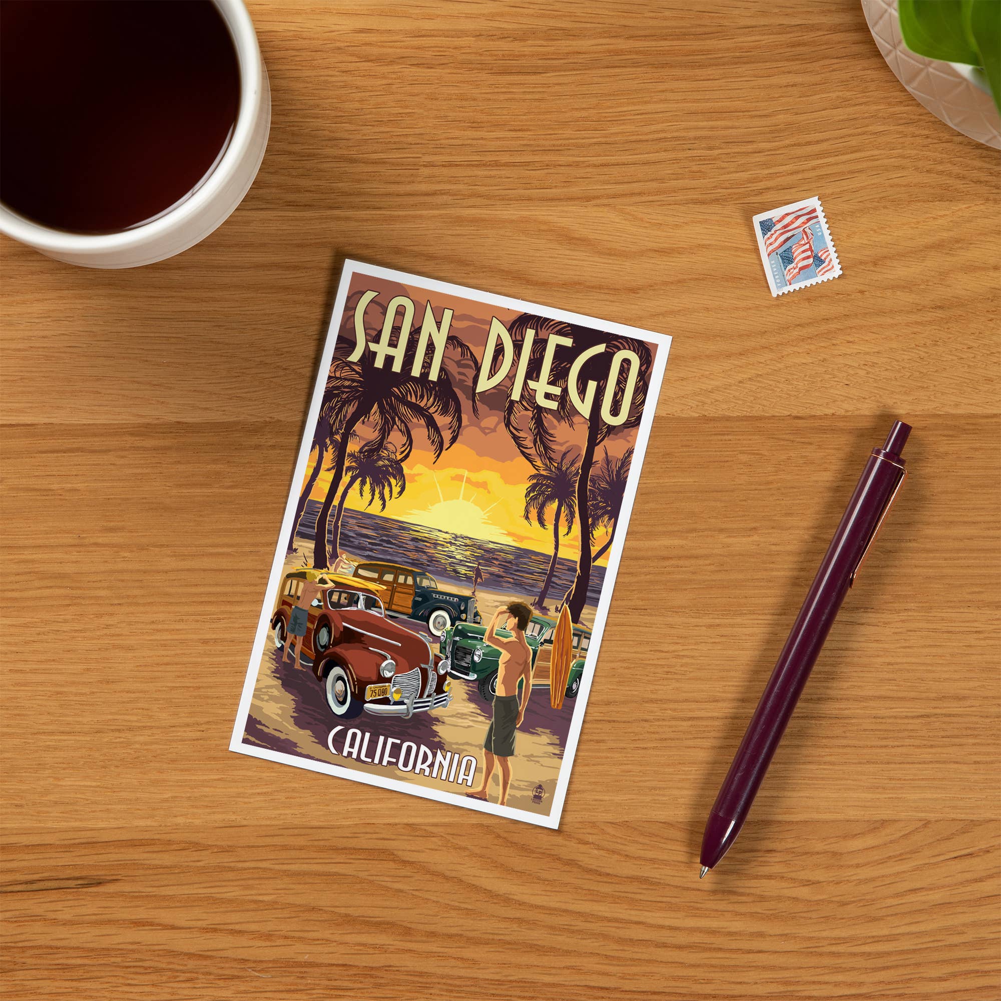 PREMIUM POSTCARDS San Diego, California, Woodies Beach