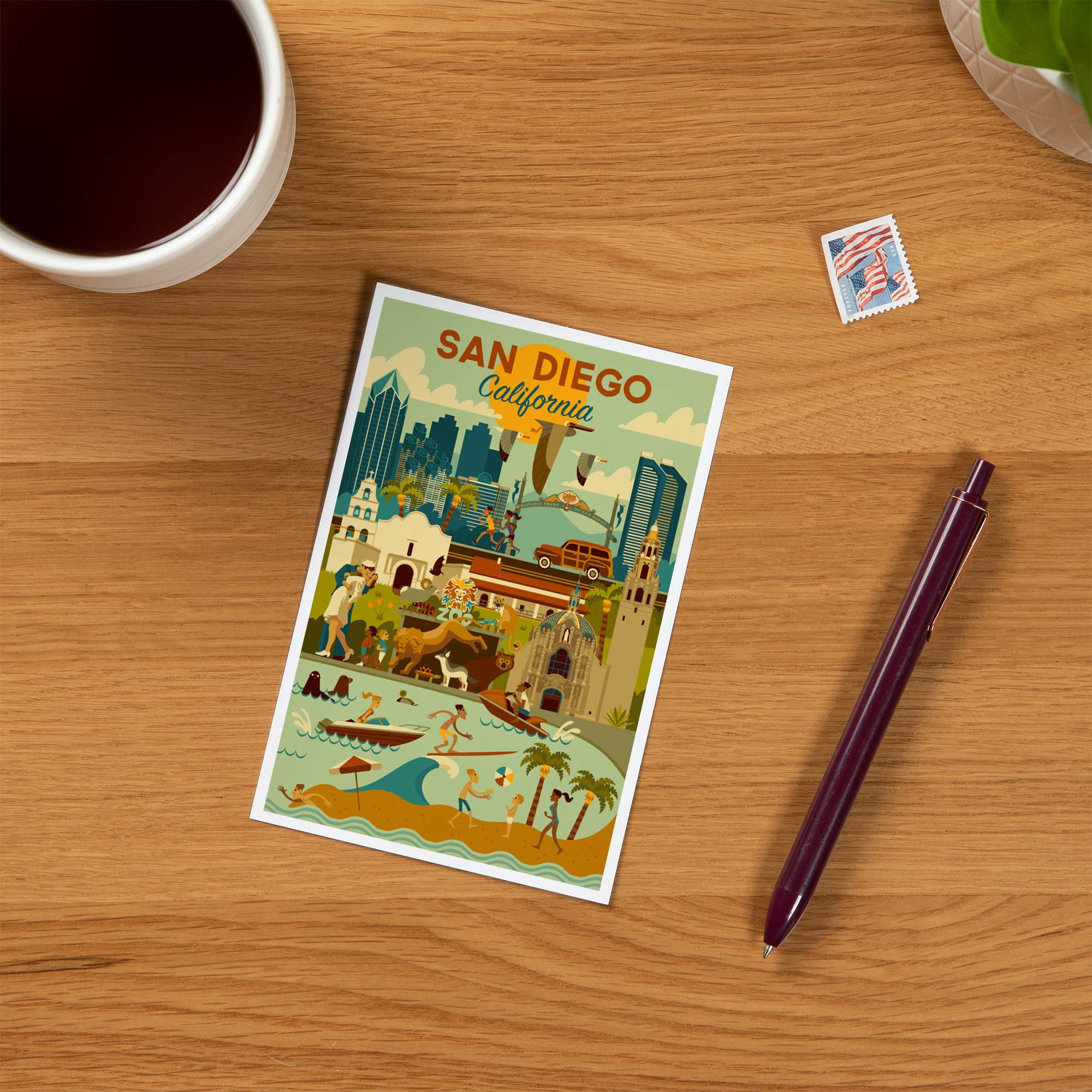 PREMIUM POSTCARDS San Diego, California, Geometric