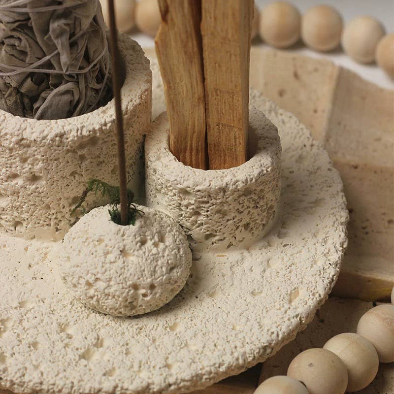 Handmade 4-in-1 Candle Holder Sage Incense Palo Santo Burner
