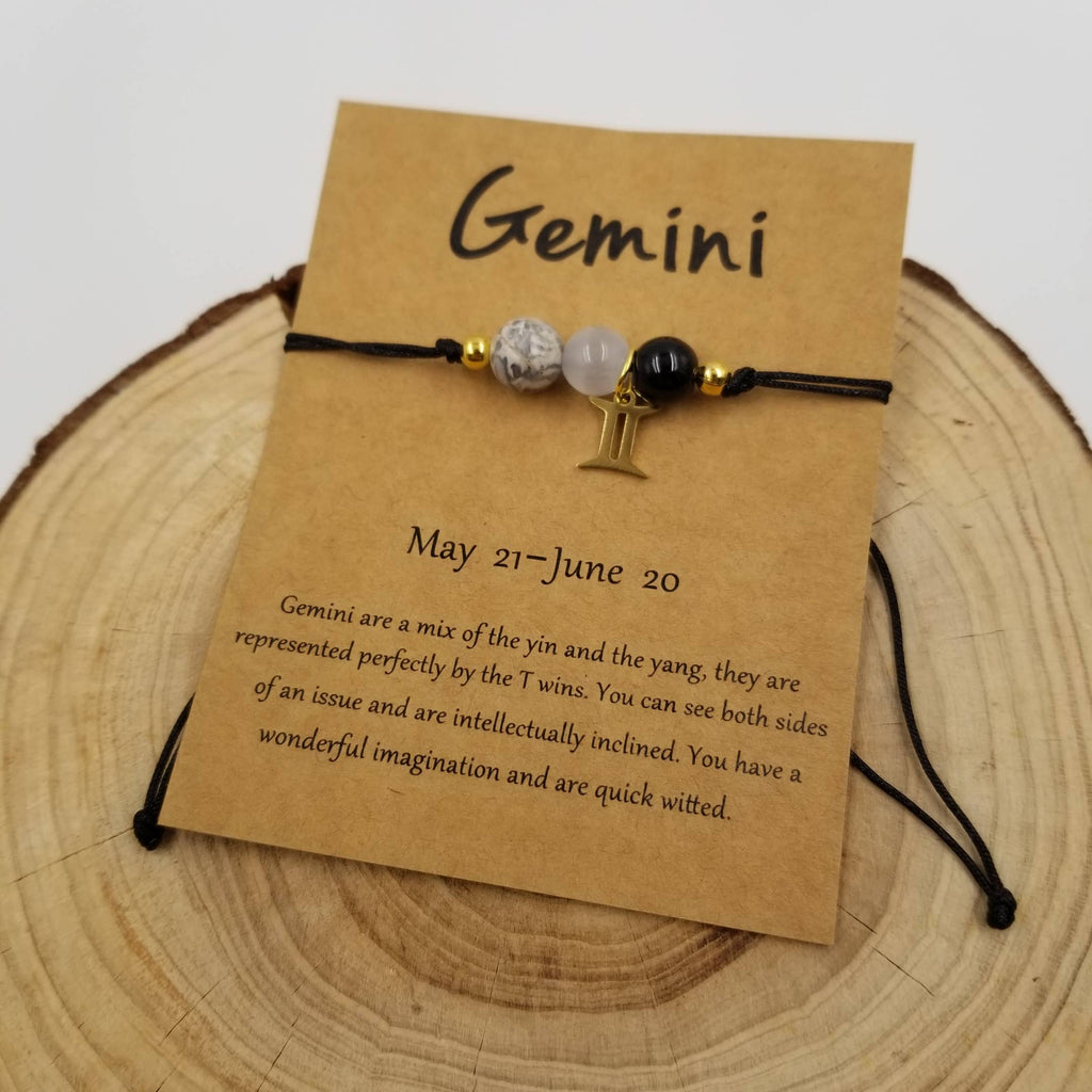 Natural Stone Chakra Bead Constellation Bracelet with Card